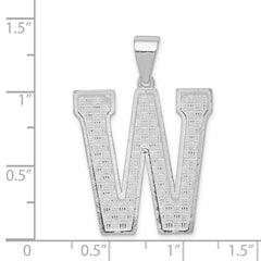Sterling Silver Rhodium-plated Letter W Initial Pendant QC2766W