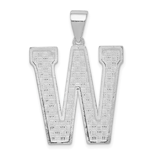 Sterling Silver Rhodium-plated Letter W Initial Pendant QC2766W