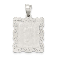 Sterling Silver Square Diamond-cut Letter S Initial Pendant QC2770S