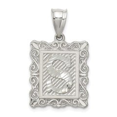 Sterling Silver Square Diamond-cut Letter S Initial Pendant QC2770S