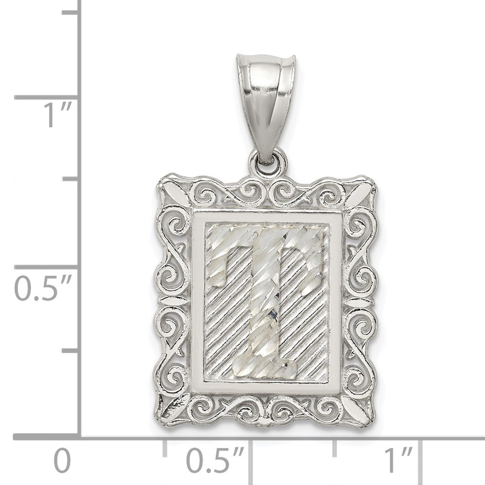 Sterling Silver Square Diamond-cut Letter T Initial Pendant QC2770T