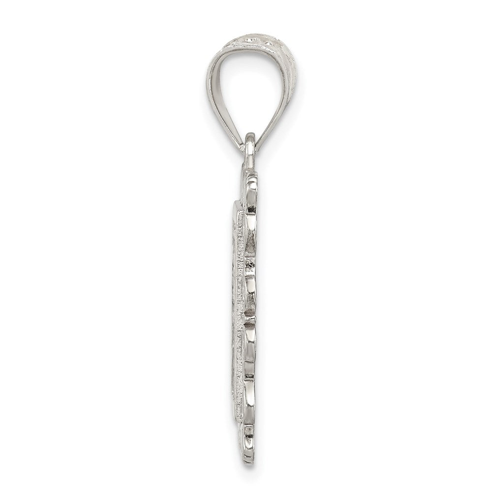 Sterling Silver Square Diamond-cut Letter V Initial Pendant QC2770V