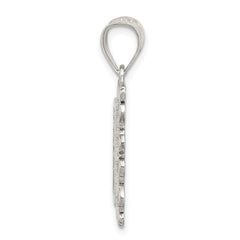 Sterling Silver Square Diamond-cut Letter V Initial Pendant QC2770V