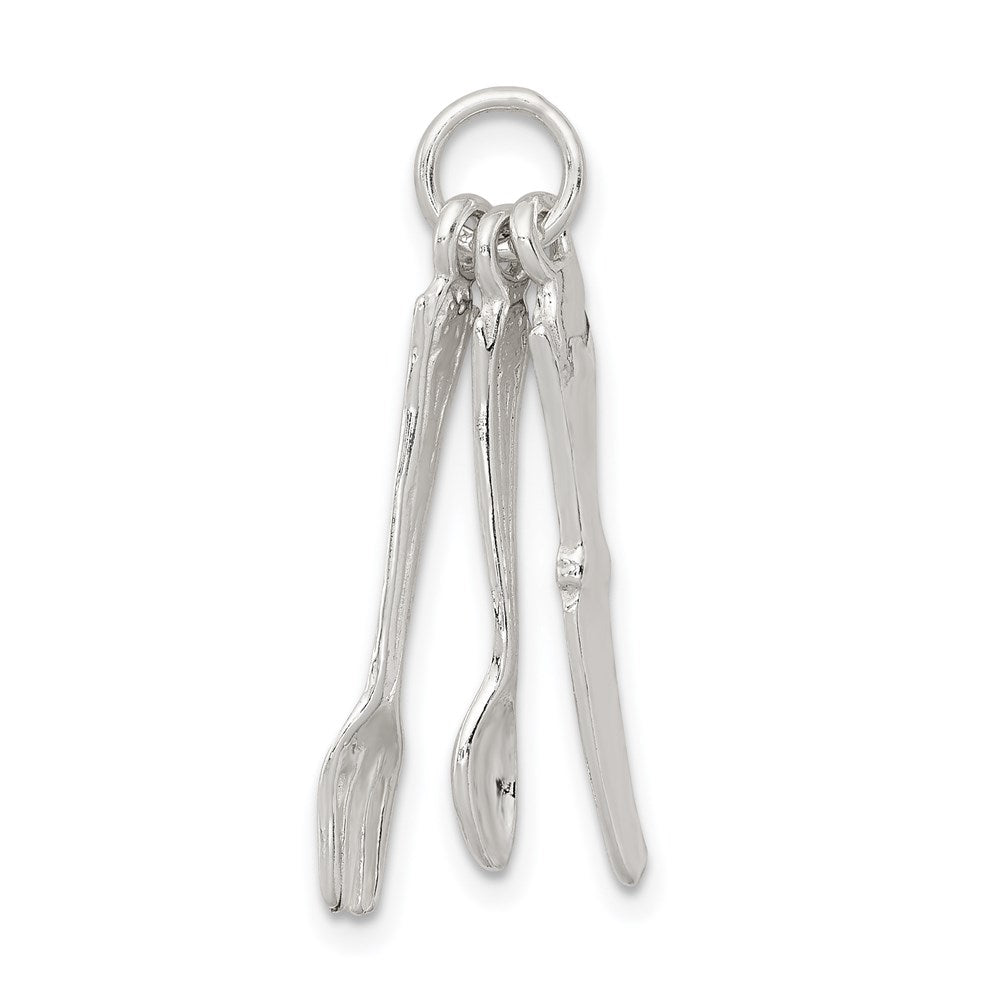 Sterling Silver Knife, Fork & Spoon Charm QC2774
