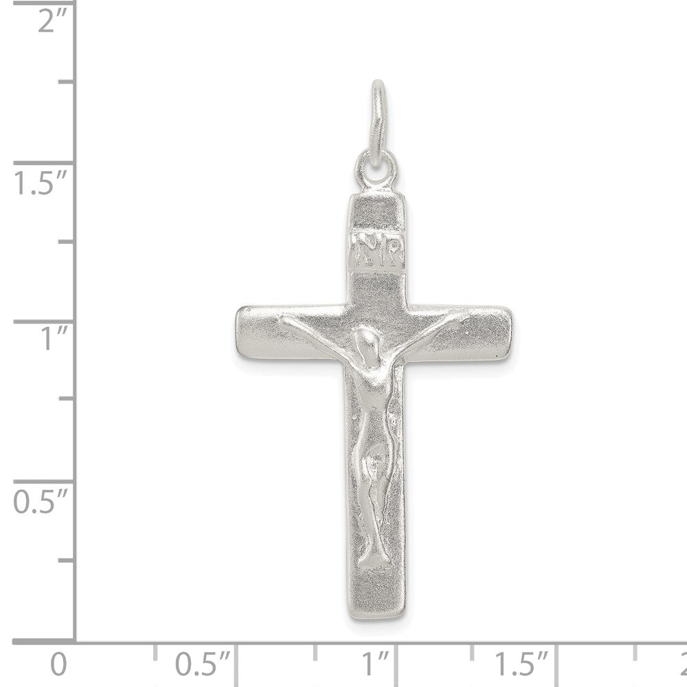 Sterling Silver Satin INRI Crucifix Pendant QC2840