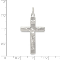 Sterling Silver Satin INRI Crucifix Pendant QC2840