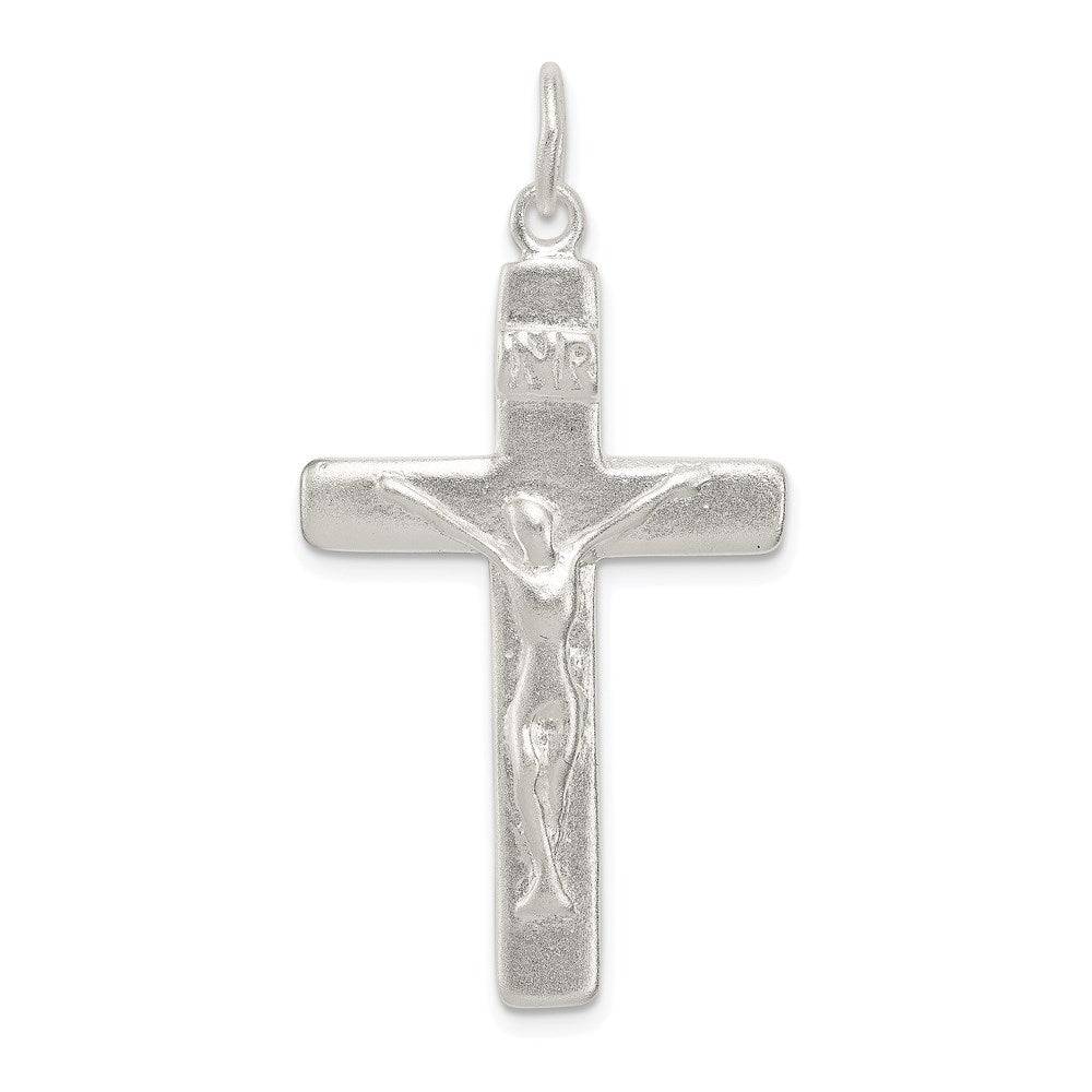 Sterling Silver Satin INRI Crucifix Pendant QC2840