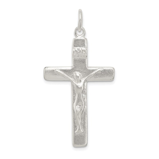 Sterling Silver Satin INRI Crucifix Pendant QC2840