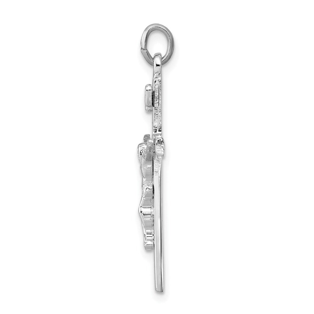 Sterling Silver Rhodium-plated INRI Crucifix Pendant QC2871