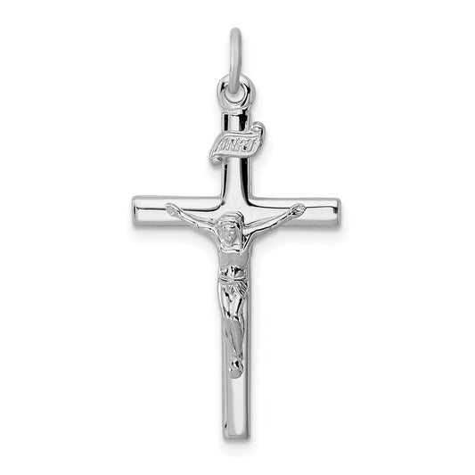 Sterling Silver Rhodium-plated INRI Crucifix Pendant QC2871