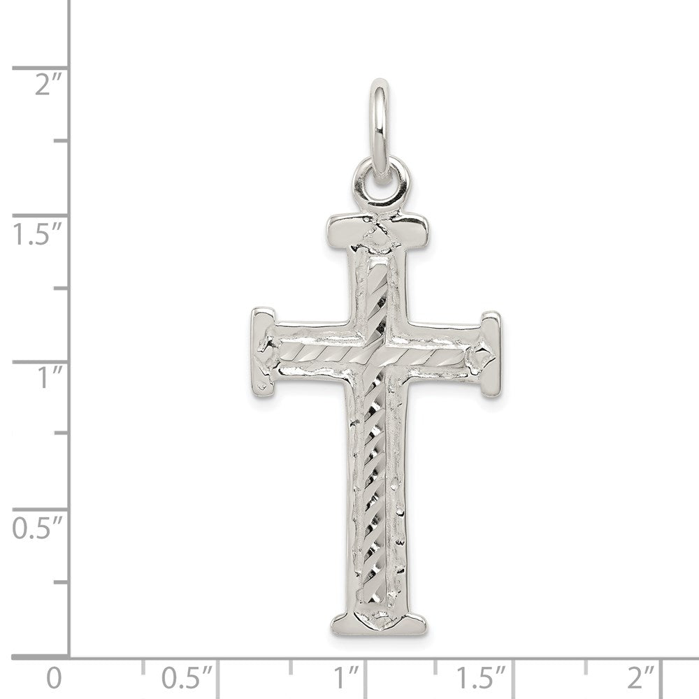 Sterling Silver Diamond -Cut Cross Pendant QC2879