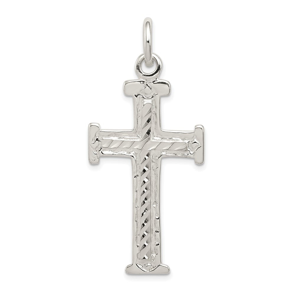 Sterling Silver Diamond -Cut Cross Pendant QC2879