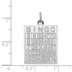 Sterling Silver Rhodium-plated Bingo Card Polished Pendant QC293