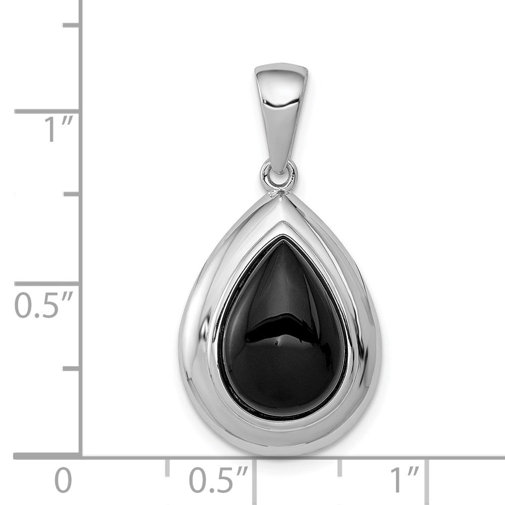 Sterling Silver Rhodium-plated Onyx Pendant QC2951