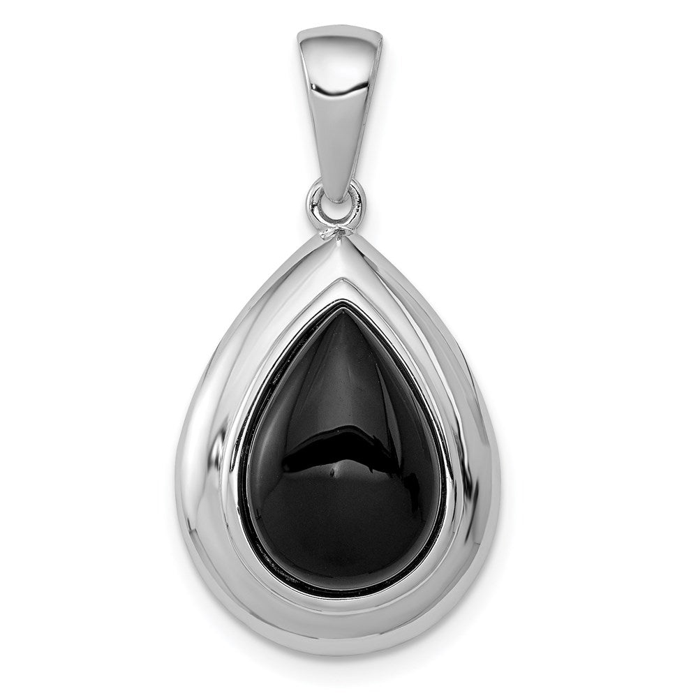 Sterling Silver Rhodium-plated Onyx Pendant QC2951