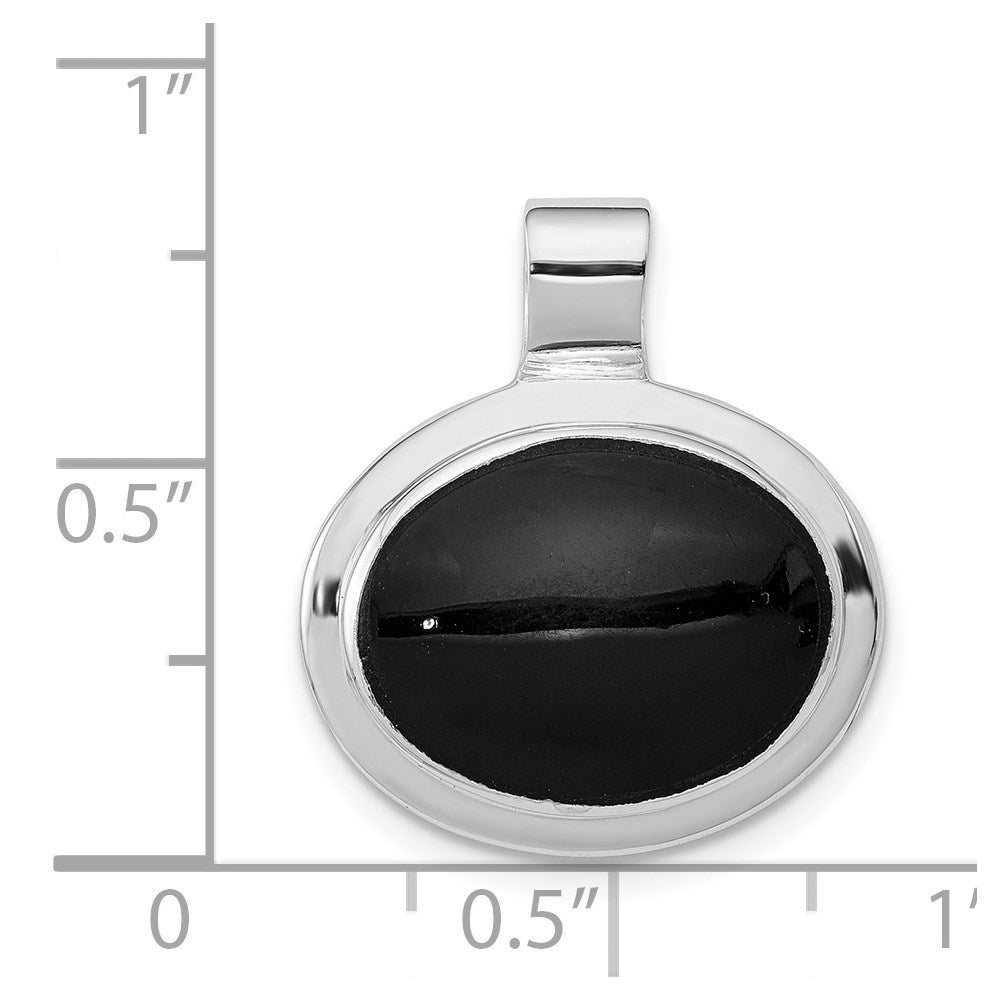 Sterling Silver Rhodium Plated Onyx Pendant QC2958