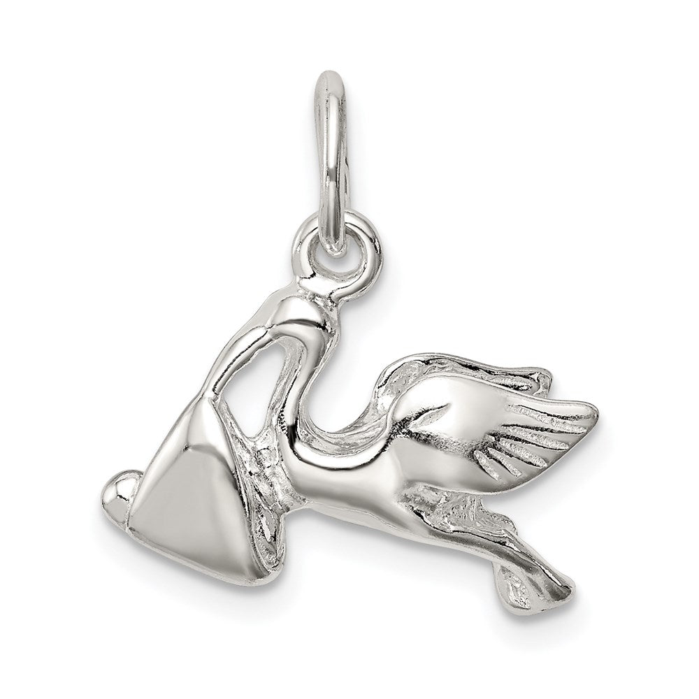 Sterling Silver STORK W/ BABY CHARM QC3043