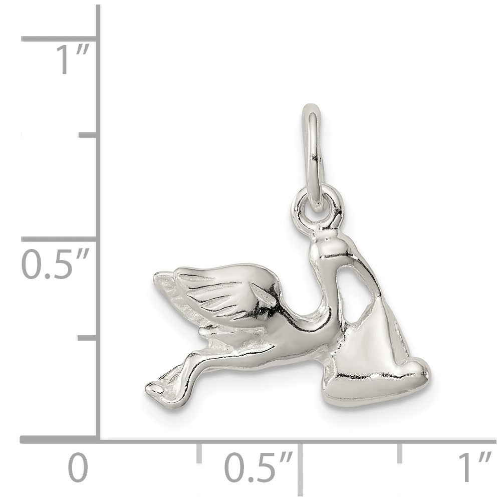 Sterling Silver STORK W/ BABY CHARM QC3043