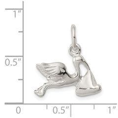 Sterling Silver STORK W/ BABY CHARM QC3043