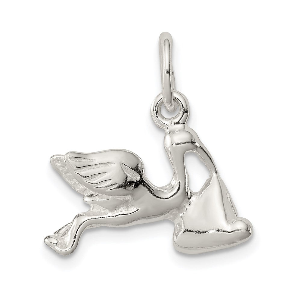Sterling Silver STORK W/ BABY CHARM QC3043
