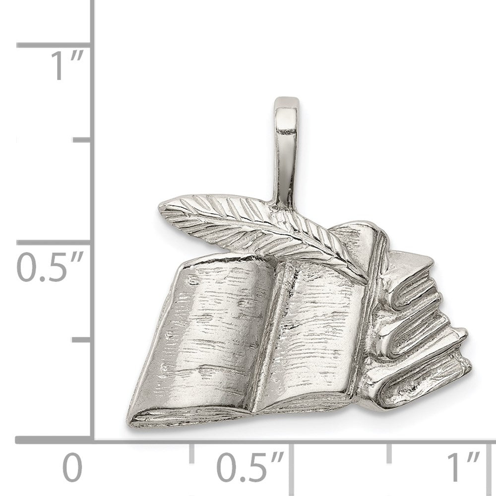 Sterling Silver Books with Quill Charm QC3094