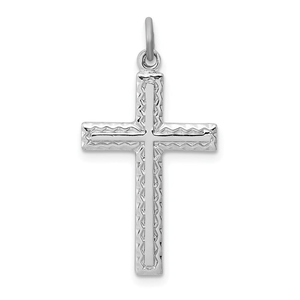 Sterling Silver Rhodium-plated Cross Charm QC3216