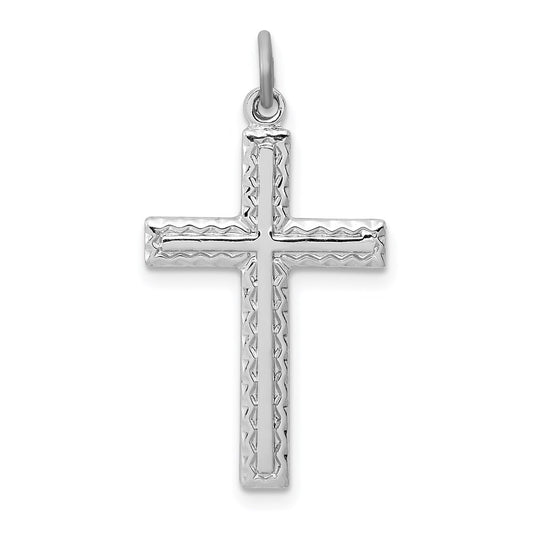 Sterling Silver Rhodium-plated Cross Charm QC3216