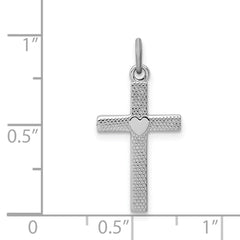 Sterling Silver Rhodium-plated Heart Cross Charm QC3226
