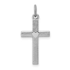 Sterling Silver Rhodium-plated Heart Cross Charm QC3226