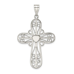 Sterling Silver Heart Cross Pendant QC3235