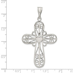 Sterling Silver Heart Cross Pendant QC3235