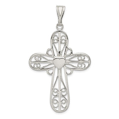 Sterling Silver Heart Cross Pendant QC3235