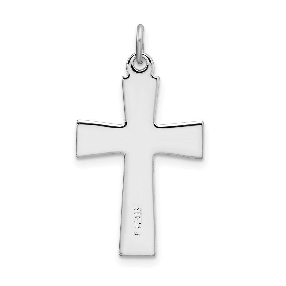 Sterling Silver Rhodium-plated Enameled Latin Cross Charm QC3237