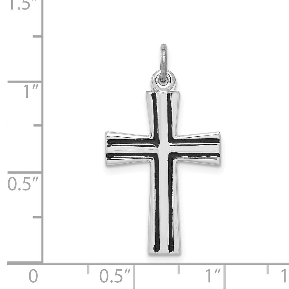 Sterling Silver Rhodium-plated Enameled Latin Cross Charm QC3237
