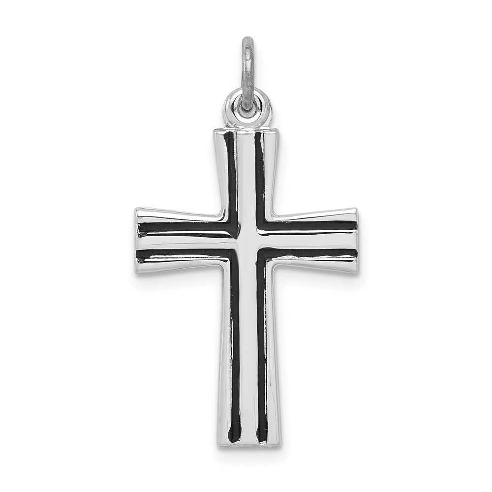 Sterling Silver Rhodium-plated Enameled Latin Cross Charm QC3237