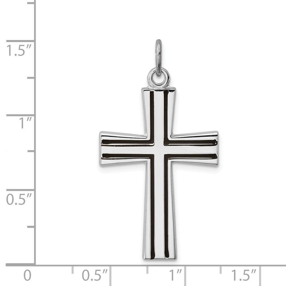 Sterling Silver Rhodium-plated Enameled Latin Cross Charm QC3238