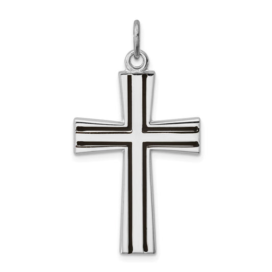 Sterling Silver Rhodium-plated Enameled Latin Cross Charm QC3238