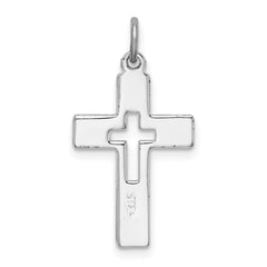 Sterling Silver Rhodium-plated Cut-out Cross Charm QC3243