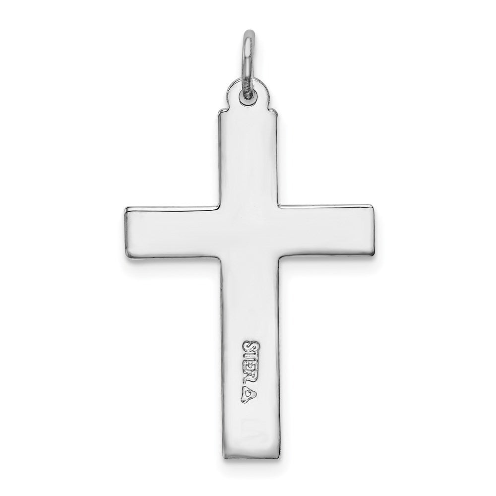 Sterling Silver Rhodium-plated Red Enameled Cross Pendant QC3263