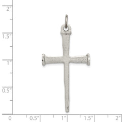 Sterling Silver Antiqued Nail Cross Pendant QC3266