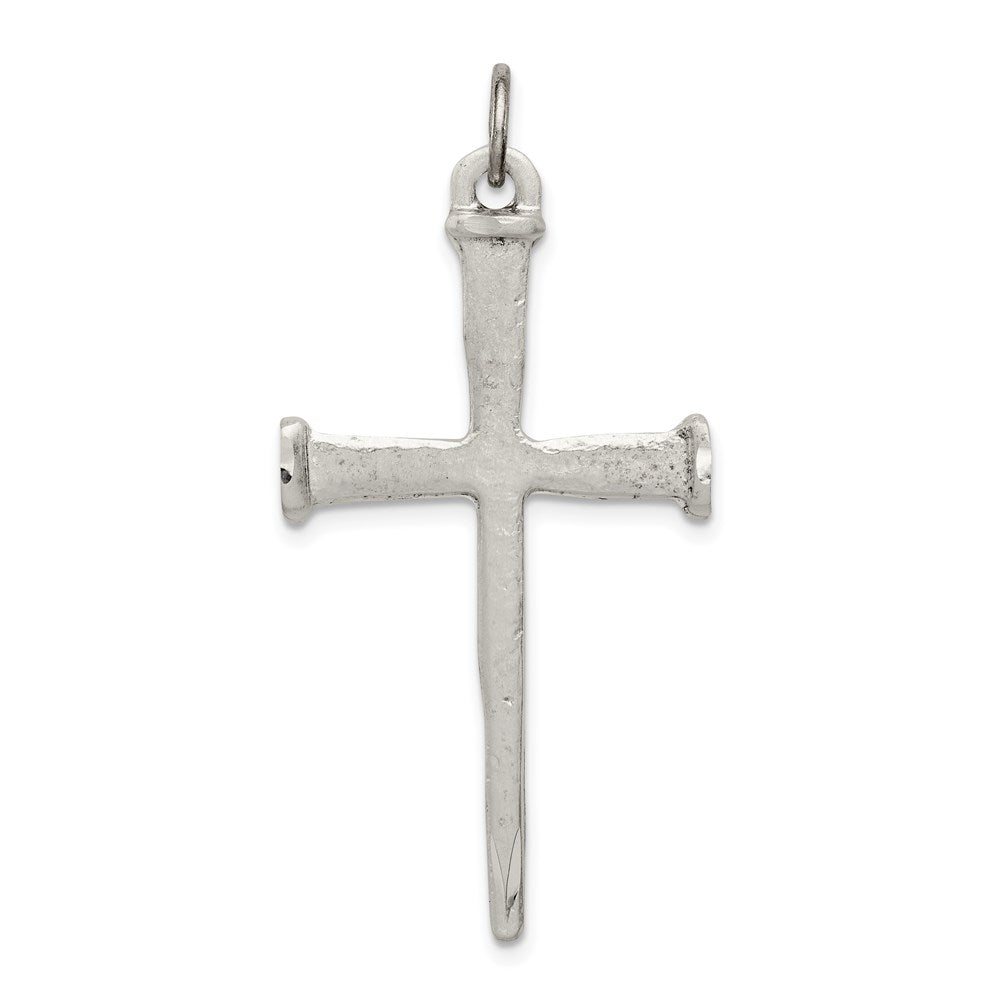 Sterling Silver Antiqued Nail Cross Pendant QC3266