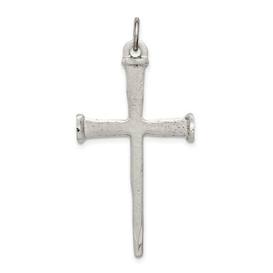 Sterling Silver Antiqued Nail Cross Pendant QC3266