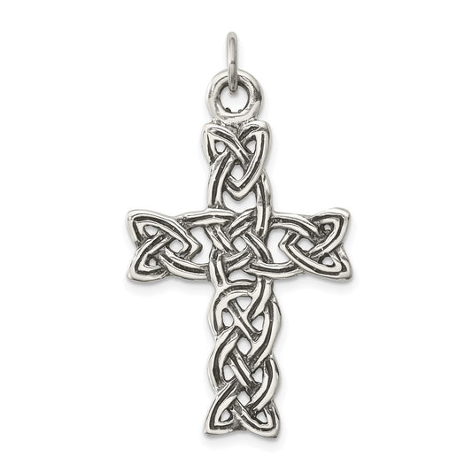 Sterling Silver Antiqued Celtic Cross Pendant QC3277