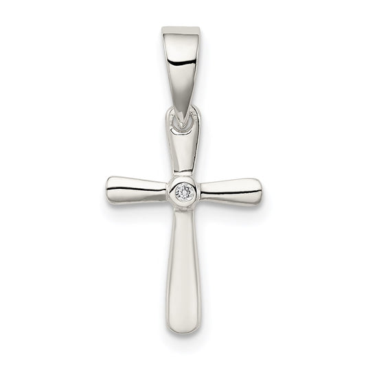 Sterling Silver CZ Cross Pendant QC3305