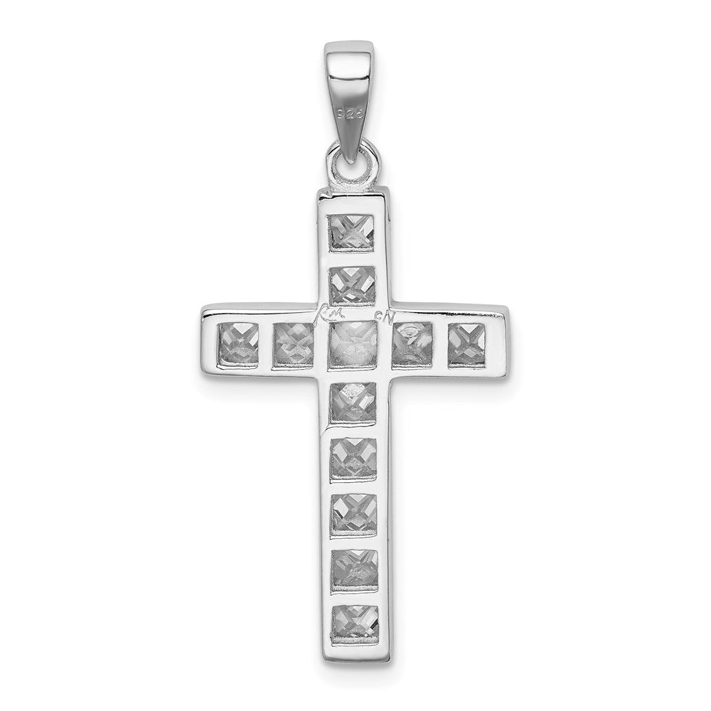 Sterling Silver Rhodium-plated CZ Cross Pendant QC3306