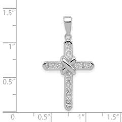 Sterling Silver Rhodium-plated CZ Cross Charm QC3308