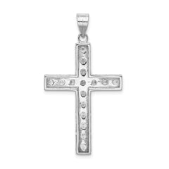 Sterling Silver Rhodium-plated CZ Latin Cross Pendant QC3311