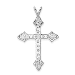 Sterling Silver Rhodium-plated CZ Cross Pendant QC3317