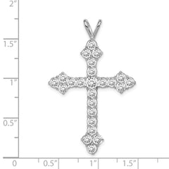 Sterling Silver Rhodium-plated CZ Cross Pendant QC3317