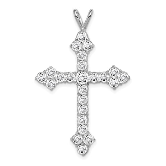 Sterling Silver Rhodium-plated CZ Cross Pendant QC3317